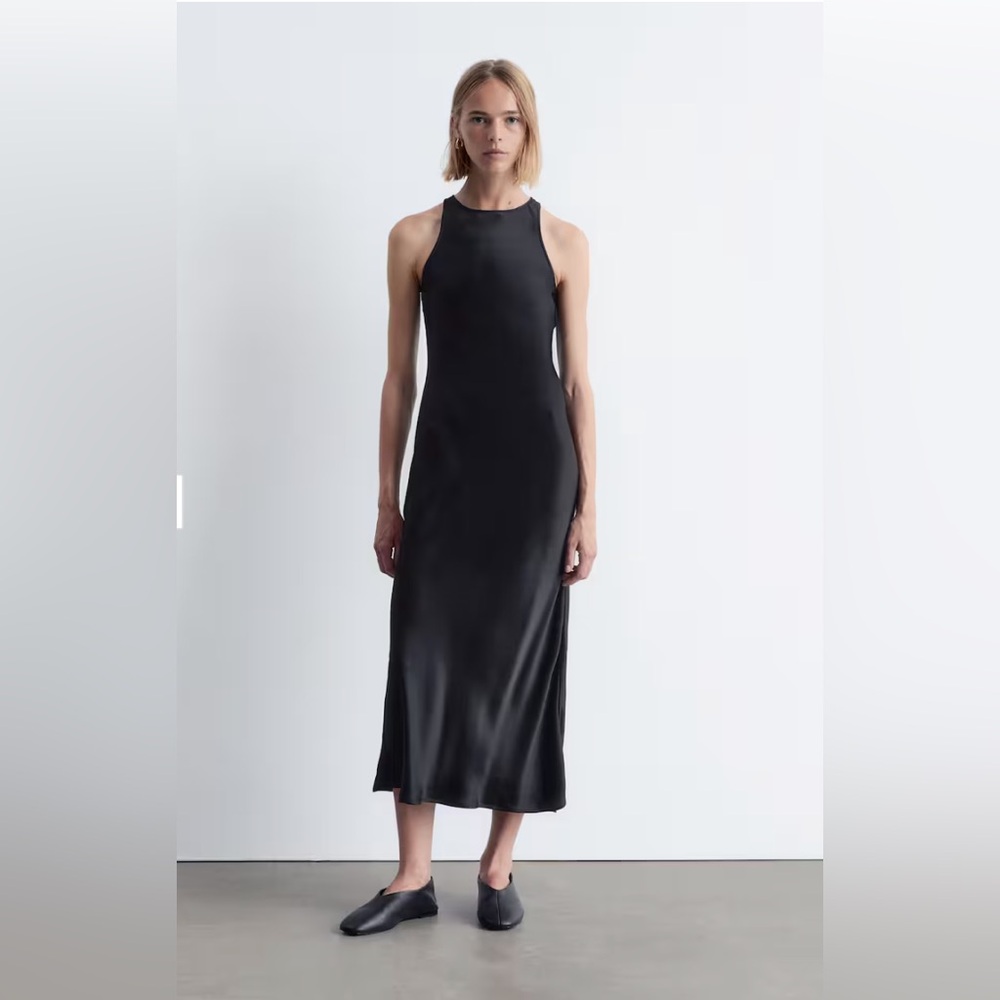 Other Stories Slim Satin Midi Dress